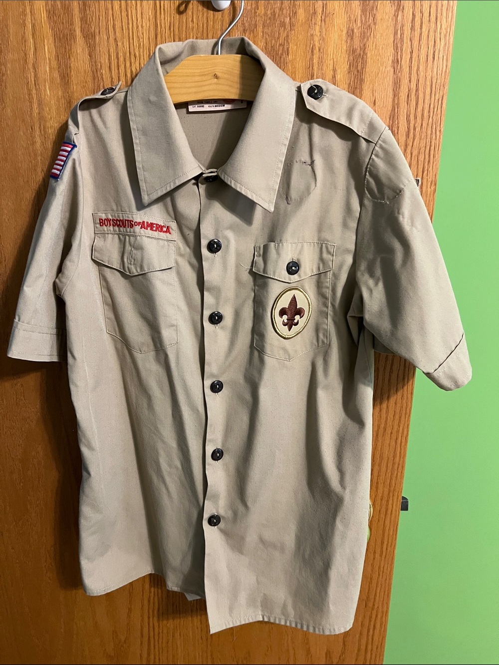 Tan Short-Sleeve Boy Scouts of America Uniform Shirt Youth Medium